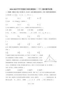 2024-2025学年甘肃省白银市某校高一（下）期末数学试卷（含答案）