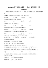 2024-2025学年云南省楚雄第一中学高一下学期期中考试数学试卷（含答案）