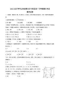 2024-2025学年山东省泰安市宁阳县高一下学期期末考试数学试卷（含答案）