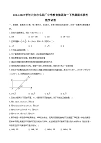 2024-2025学年安徽省六安市毛坦厂中学教育集团高一下学期期末联考数学试卷（含解析）