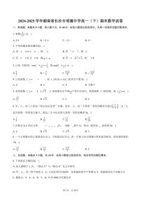 2024-2025学年湖南省长沙市明德中学高一（下）期末数学试卷（含答案）