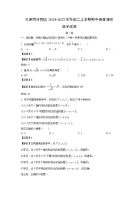 天津市河西区2024-2025学年高二上学期期中质量调查数学试卷（解析版）