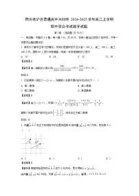 四川省泸县普通高中共同体2024-2025学年高二上学期期中联合考试数学试卷（解析版）