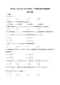 四川省广元市普通高中2024-2025学年高一下学期期末考试数学试卷（Word版附解析）