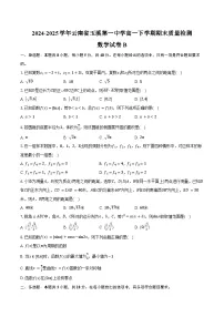 2024-2025学年云南省玉溪第一中学高一下学期期末质量检测数学试卷B（含解析）
