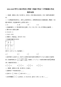 2024-2025学年上海市同济大学第二附属中学高二下学期期末考试数学试卷（含答案）