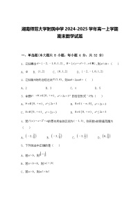 湖南师范大学附属中学2024-2025学年高一上学期期末数学试题（含答案解析）