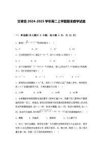 甘肃省2024-2025学年高二上学期期末数学试题（含答案解析）