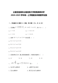 云南省昆明市云南民族大学附属高级中学2024-2025学年高一上学期期末诊断数学试题（含答案解析）