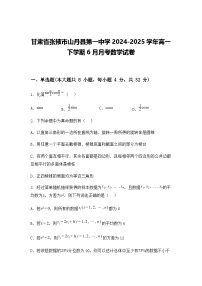 甘肃省张掖市山丹县第一中学2024-2025学年高一下学期6月月考数学试卷（含答案解析）