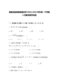 海南省临高县新盈中学2024-2025学年高一下学期4月期中数学试题（含答案解析）