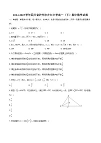 2024-2025学年四川省泸州市合江中学高一（下）期中数学试卷（含答案）