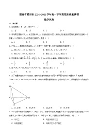 福建省莆田市2024-2025学年高一下学期期末考试数学试卷（Word版附解析）