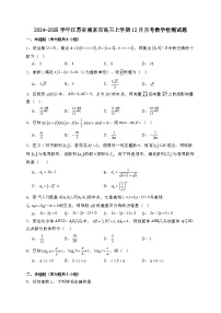 2024~2025学年江苏省南京市高三上学期12月月考数学试卷【有解析】