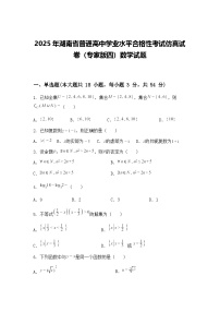 2025年湖南省普通高中学业水平合格性考试高三下仿真模拟试卷数学试题（含答案解析）