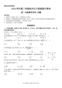 浙江省杭州市北斗联盟2024-2025学年高一下学期4月期中联考数学试卷（含答案）