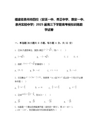 福建省泉州市四校（安溪一中、养正中学、惠安一中、泉州实验中学）2025届高三下学期高考模拟训练数学试卷（含答案解析）