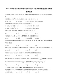2024-2025学年云南省曲靖市会泽县高一下学期期末教学质量检测卷数学试卷（含答案）