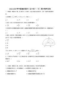 2024-2025学年福建省福州十五中高一（下）期中数学试卷(含答案）