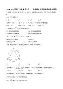 2024-2025学年广东省东莞市高一上学期期末教学质量检查数学试卷（含答案）