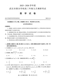 湖北省武汉市部分学校2026届高三上学期9月月考考试数学试卷