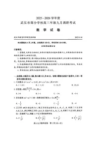 湖北省武汉市2026届高三上学期9月调研考数学试题+答案