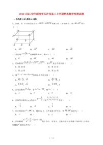 2024~2025学年湖南省长沙市高二上学期期末数学试卷（附解析）