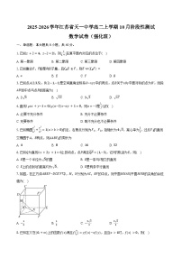 2025-2026学年江苏省天一中学高二上学期10月阶段性测试数学试卷（强化班）（含答案）