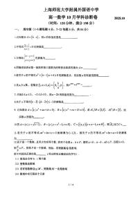 上海师范大学附属外国语中学2025-2026学年高一上学期10月学科诊断数学试卷
