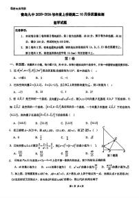 山东省青岛第九中学2025-2026学年高二上学期10月质量检测数学试题