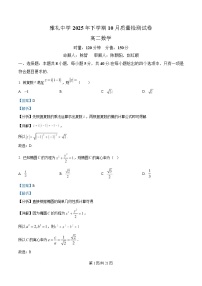 湖南省长沙市雅礼中学2025-2026学年高二上学期10月质量检测试题  数学  Word版含解析含答案