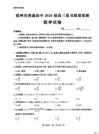 河北省沧州市2025-2026学年高三上学期10月复习质量监测数学试卷（月考）