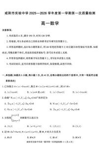陕西省咸阳市实验中学2025-2026学年高一上学期第一次质量检测数学试卷（月考）