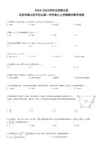 2024~2025学年北京顺义区北京市顺义区牛栏山第一中学高三上学期期中数学试卷（有答案解析）