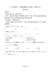 四川省绵阳市第一中学2026届高三上学期期中考试数学试卷（Word版附解析）