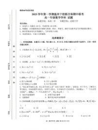 浙江温州十校联合体2025-2026学年高一上学期11月期中数学试题（含答案）