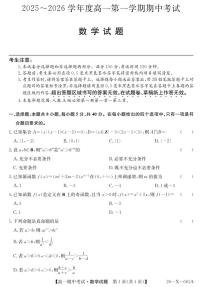 广东省深圳市深圳盟校2025-2026学年高一上学期11月期中数学试题含答案