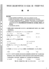 青海省西宁市大通县2025-2026学年高三上学期期中考试数学试卷（含解析）含答案解析