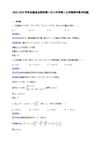 2022-2023学年安徽省合肥市第一六八中学高一上学期期中数学试题（解析版）