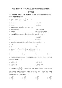 山东省青岛市2026届高三上学期部分学生调研检测数学试卷（学生版）