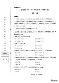 河南省平顶山市部分中学2025-2026学年高一上学期11月期中数学试题