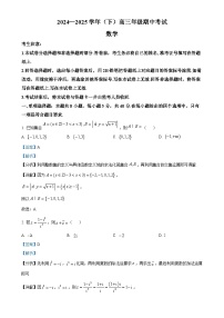 安徽省淮南第四中学2024—2025学年高三下学期期中考试数学试题（解析版）-A4