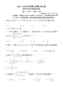 湖北省荆州市沙市中学2025-2026学年高一上学期11月期中考试数学试题