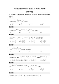 山东省实验中学2026届高三上学期第三次诊断性考试数学试卷含答案（word版）