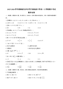 2025-2026学年湖南省长沙市同升湖高级中学高一上学期期中考试数学试卷（含答案）