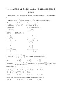 2025-2026学年山东省泰安第十九中学高一上学期12月阶段性检测数学试卷（含答案）