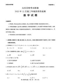 山东名校考试联盟2025年12月高三年级上学期阶段性检测数学试卷（含答案）