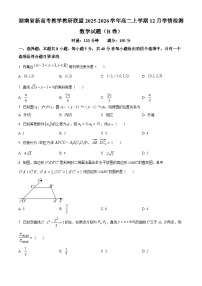 湖南省新高考教学教研联盟2025-2026学年高二上学期12月学情检测数学（B卷）试题（Word版附解析）
