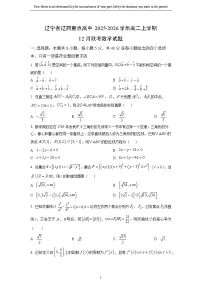 2025-2026学年辽宁省辽西重点高中高二上学期12月联考数学试卷（学生版）