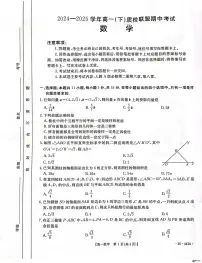 河北省邢台市2024-2025学年高一下学期质检联盟期中考试数学试题（无答案）